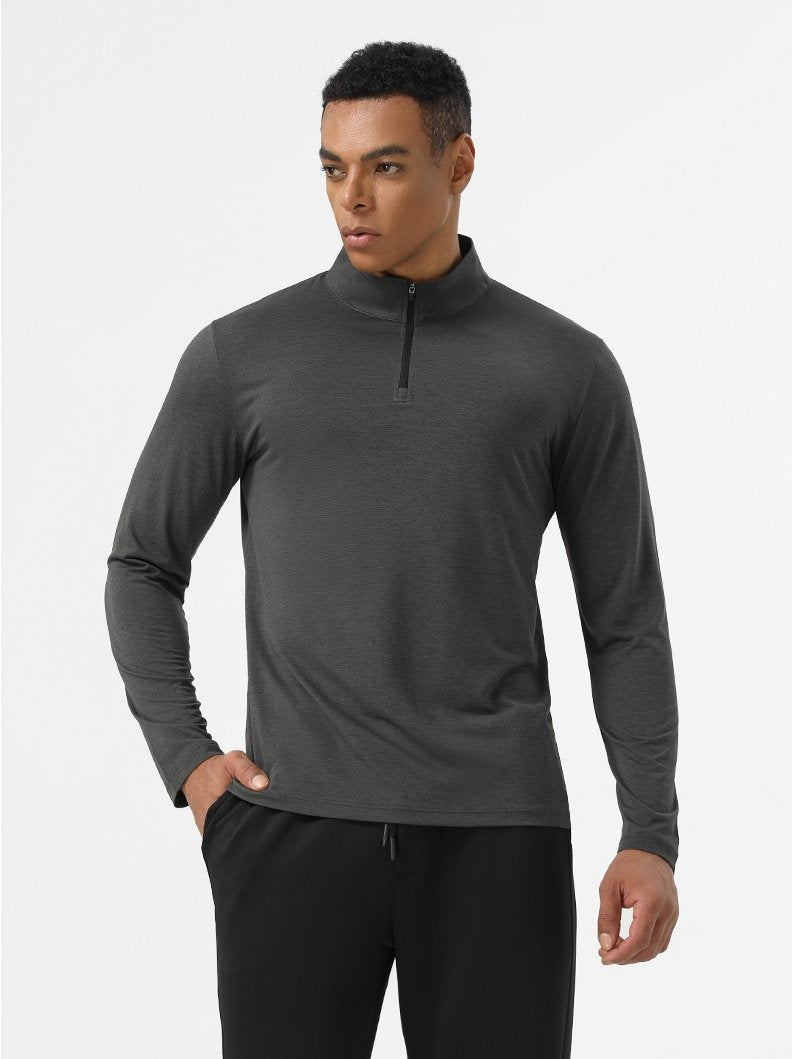 Mens Workout Training 60.2%polyester 39.8%cation Quarter Zip Shirt SY-AL16877 print logo 16