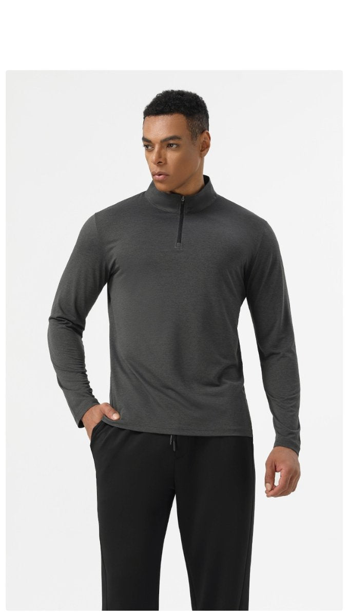 Mens Workout Training 60.2%polyester 39.8%cation Quarter Zip Shirt SY-AL16877 print logo 19