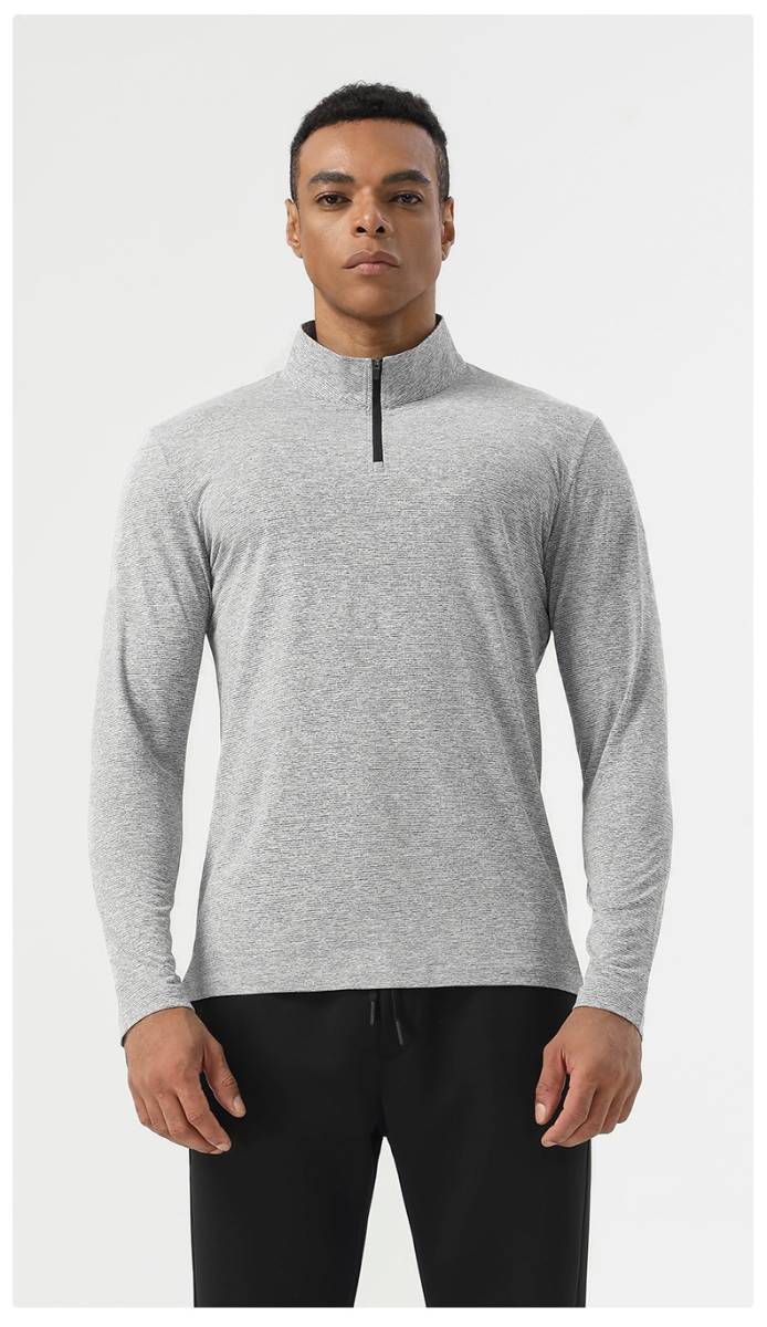 Mens Workout Training 60.2%polyester 39.8%cation Quarter Zip Shirt SY-AL16877 print logo 23