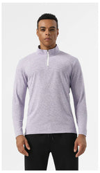 Mens Workout Training 60.2%polyester 39.8%cation Quarter Zip Shirt SY-AL16877 print logo 25
