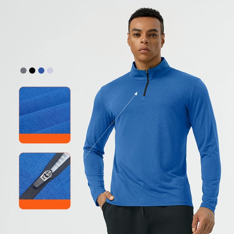 Mens Workout Training 60.2%polyester 39.8%cation Quarter Zip Shirt SY-AL16877 print logo 7