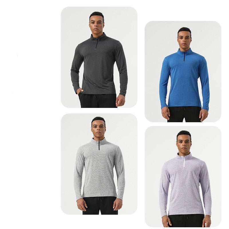 Mens Workout Training 60.2%polyester 39.8%cation Quarter Zip Shirt SY-AL16877 print logo 8