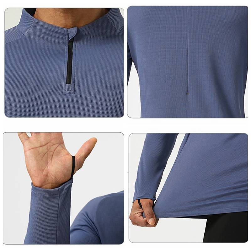 Mens Sportswear Running 94%polyester 6%spandex Quarter Zip Shirt SY-AL16879 print logo 15