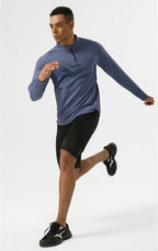 Mens Sportswear Running 94%polyester 6%spandex Quarter Zip Shirt SY-AL16879 print logo 16