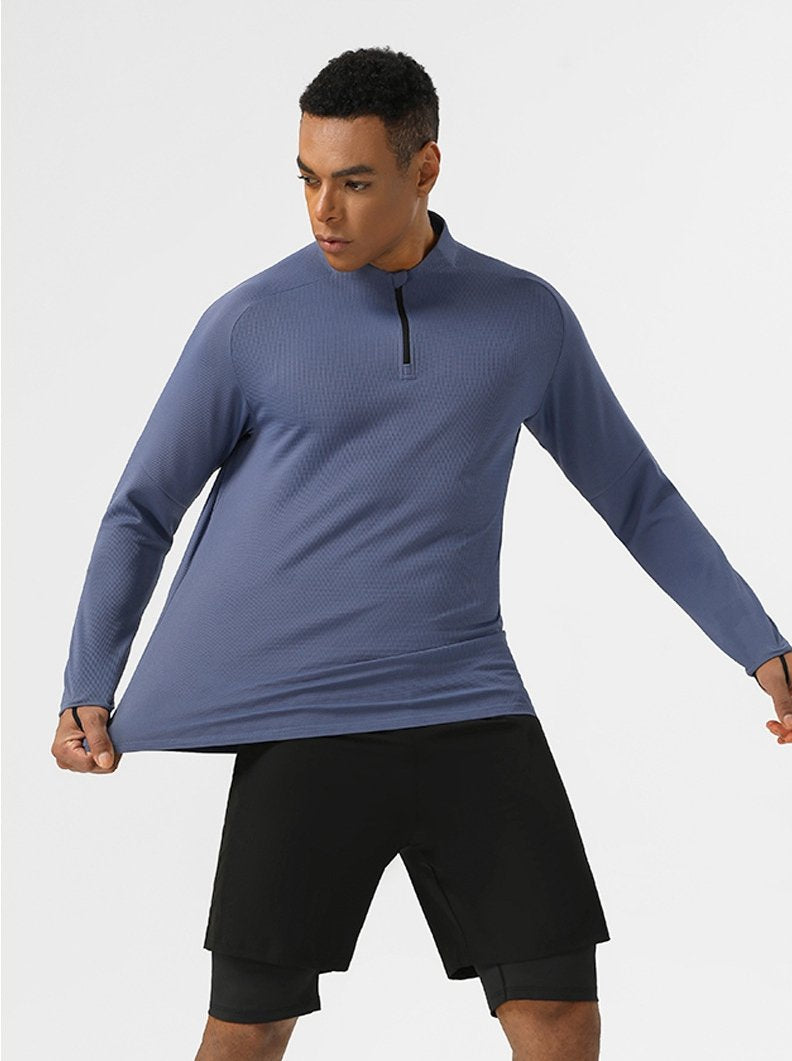 Mens Sportswear Running 94%polyester 6%spandex Quarter Zip Shirt SY-AL16879 print logo 17