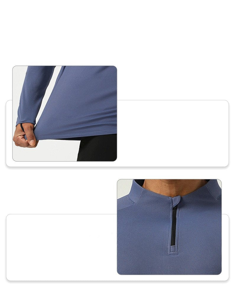 Mens Sportswear Running 94%polyester 6%spandex Quarter Zip Shirt SY-AL16879 print logo 18