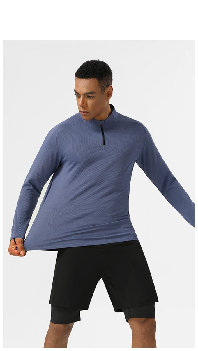 Mens Sportswear Running 94%polyester 6%spandex Quarter Zip Shirt SY-AL16879 print logo 20