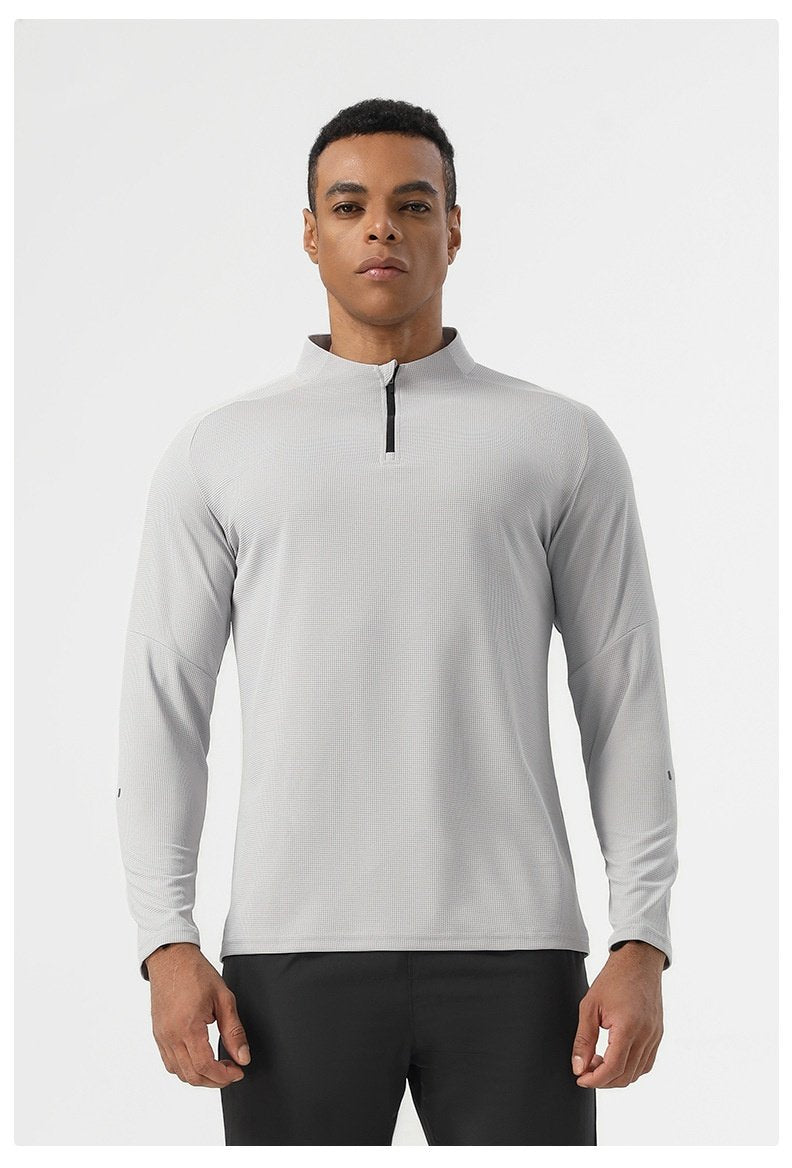 Mens Sportswear Running 94%polyester 6%spandex Quarter Zip Shirt SY-AL16879 print logo 22