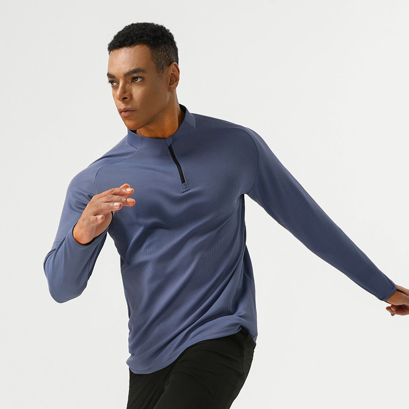 Mens Sportswear Running 94%polyester 6%spandex Quarter Zip Shirt SY-AL16879 print logo 4