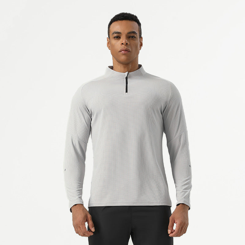 Mens Sportswear Running 94%polyester 6%spandex Quarter Zip Shirt SY-AL16879 print logo 5