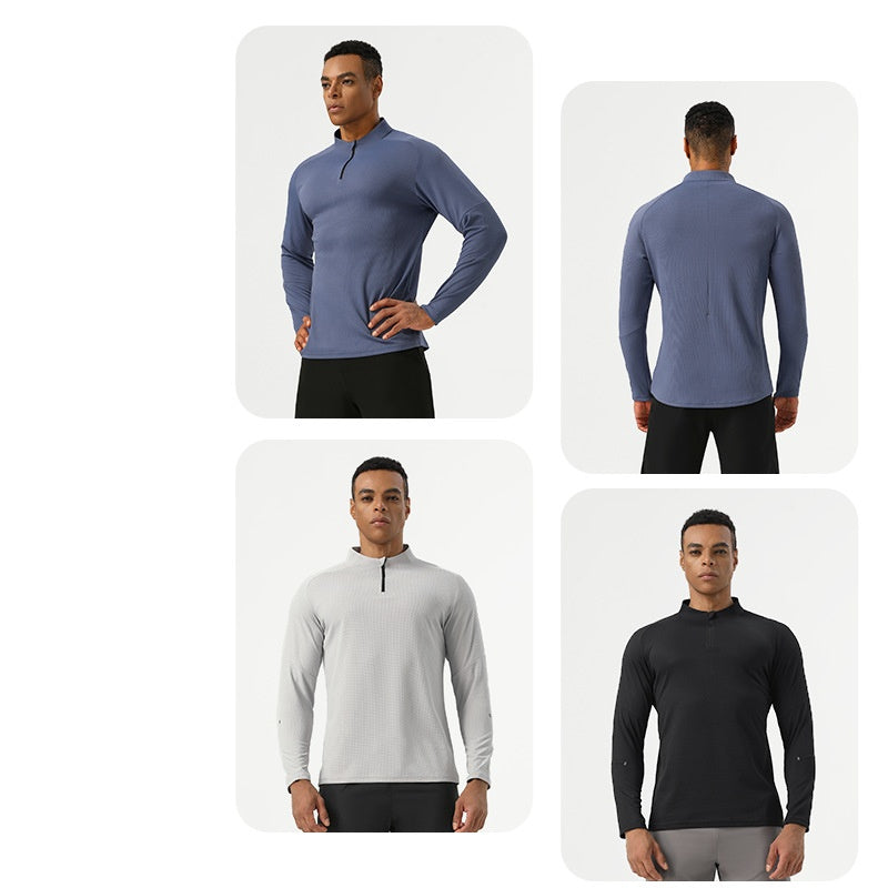 Mens Sportswear Running 94%polyester 6%spandex Quarter Zip Shirt SY-AL16879 print logo 7
