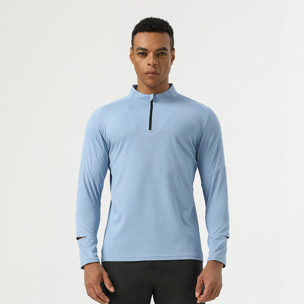 Mens Gym Fitness 94%polyester 6%spandex Quarter Zip Shirt SY-AL16881 print logo 1