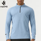 Mens Gym Fitness 94%polyester 6%spandex Quarter Zip Shirt SY-AL16881 print logo 11