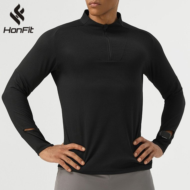Mens Gym Fitness 94%polyester 6%spandex Quarter Zip Shirt SY-AL16881 print logo 12