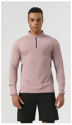 Mens Gym Fitness 94%polyester 6%spandex Quarter Zip Shirt SY-AL16881 print logo 23