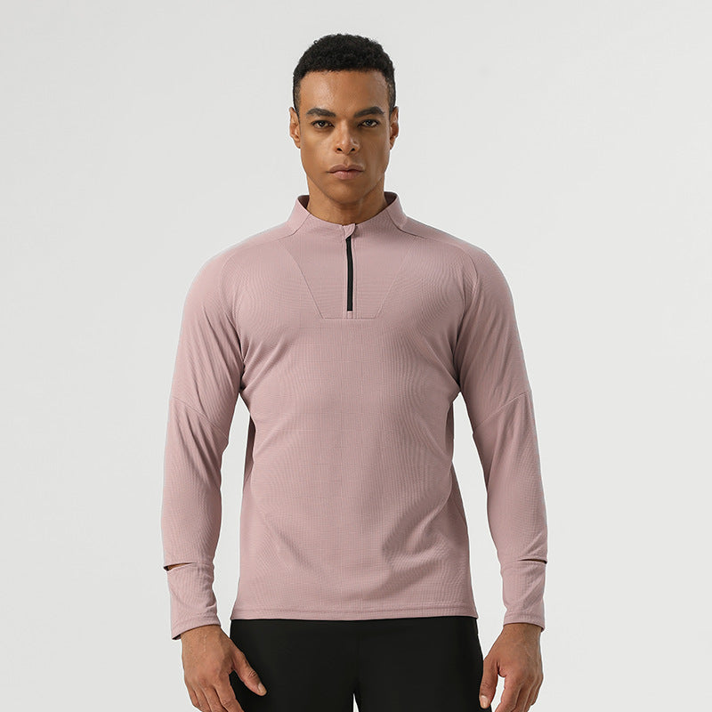 Mens Gym Fitness 94%polyester 6%spandex Quarter Zip Shirt SY-AL16881 print logo 4