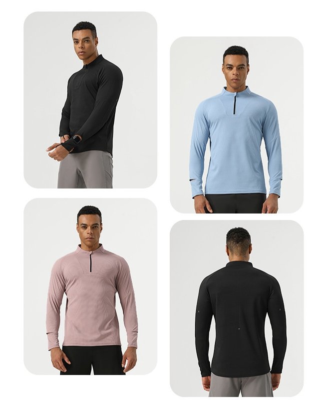 Mens Gym Fitness 94%polyester 6%spandex Quarter Zip Shirt SY-AL16881 print logo 7