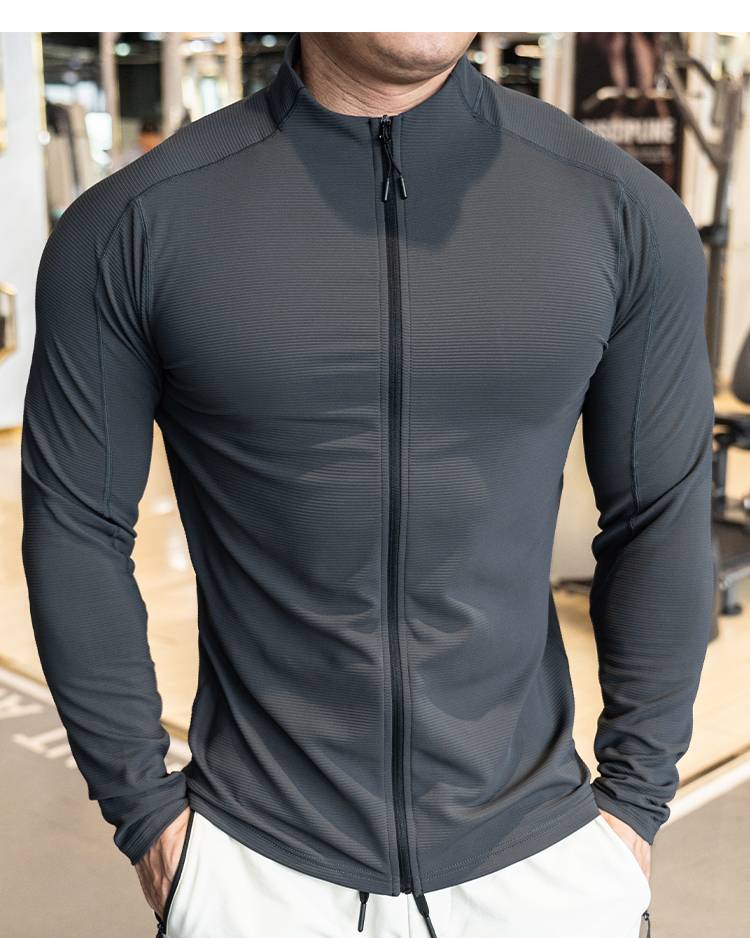Mens Fitness Activewear 79%polyester 21%spandex Jacket SY-JK9883 print logo 29
