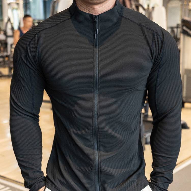 Mens Fitness Activewear 79%polyester 21%spandex Jacket SY-JK9883 print logo 9