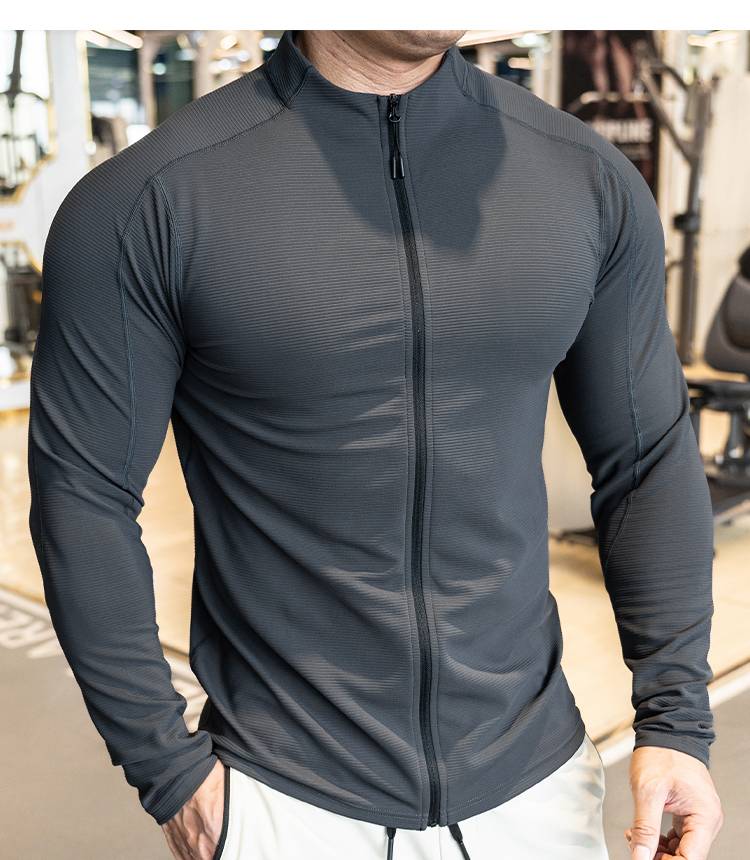 Mens Fitness Activewear 79%polyester 21%spandex Jacket SY-JK9883 print logo 2