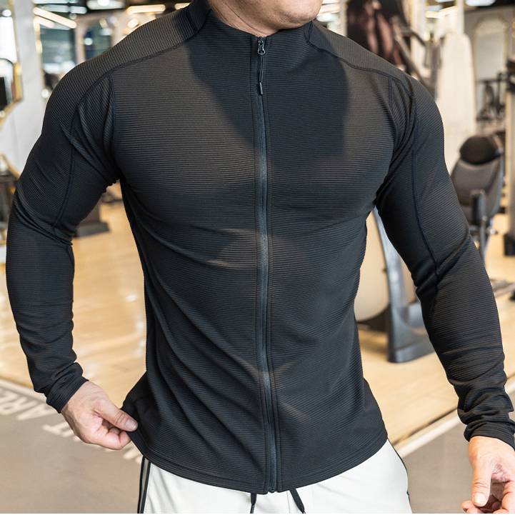 Mens Fitness Activewear 79%polyester 21%spandex Jacket SY-JK9883 print logo 14