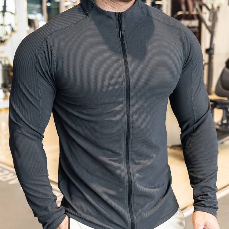 Mens Fitness Activewear 79%polyester 21%spandex Jacket SY-JK9883 print logo 12