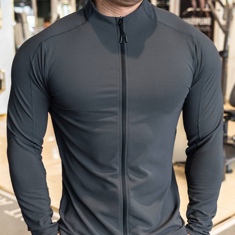 Mens Fitness Activewear 79%polyester 21%spandex Jacket SY-JK9883 print logo 16