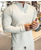 Mens Workout Training 79%polyester 21%spandex Quarter Zip Shirt SY-S9887 print logo 5