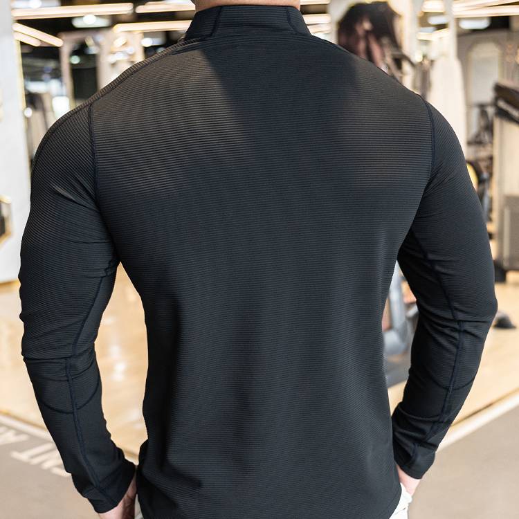 Mens Workout Training 79%polyester 21%spandex Quarter Zip Shirt SY-S9887 print logo 9