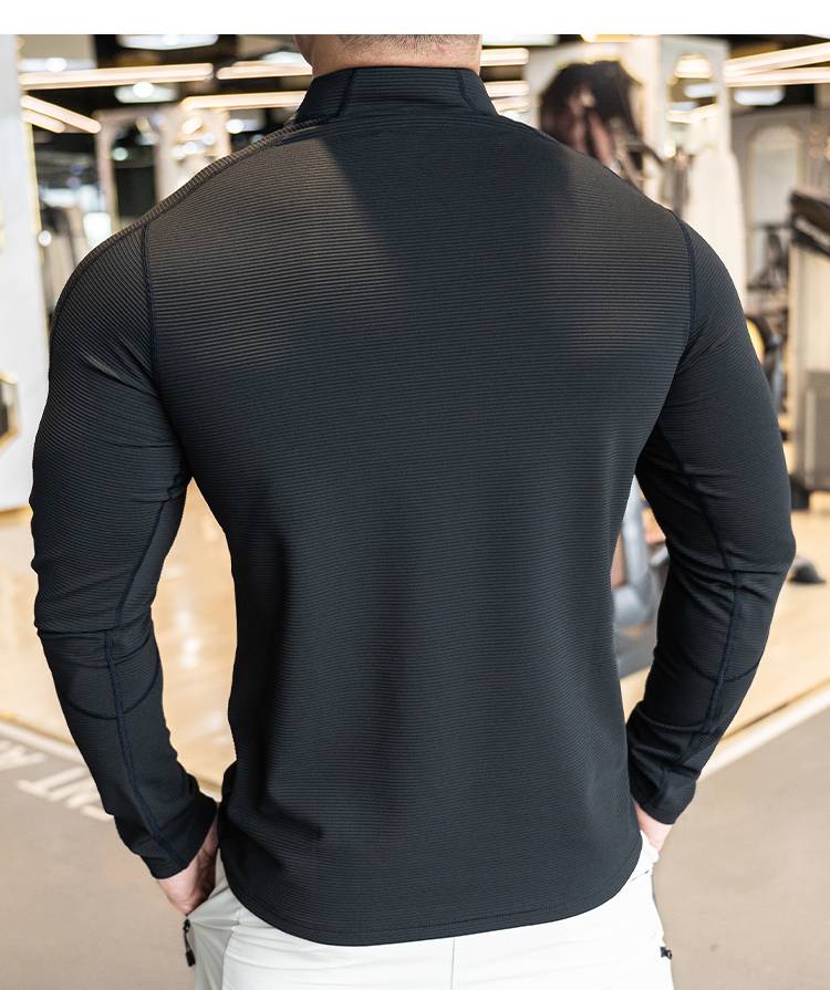 Mens Workout Training 79%polyester 21%spandex Quarter Zip Shirt SY-S9887 print logo 28