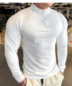 Mens Workout Training 79%polyester 21%spandex Quarter Zip Shirt SY-S9887 print logo 17