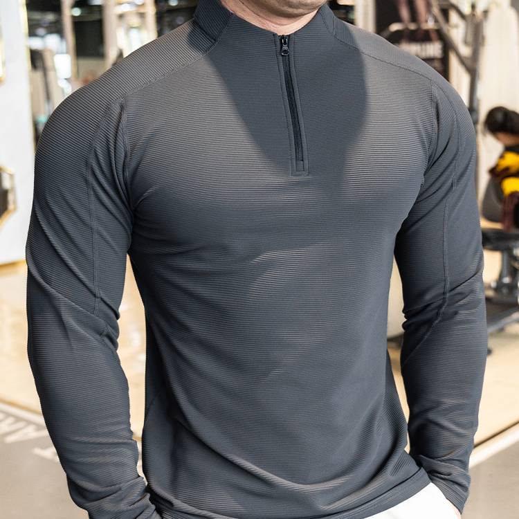 Mens Workout Training 79%polyester 21%spandex Quarter Zip Shirt SY-S9887 print logo 1