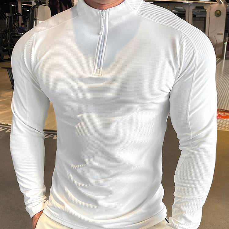 Mens Workout Training 79%polyester 21%spandex Quarter Zip Shirt SY-S9887 print logo 13