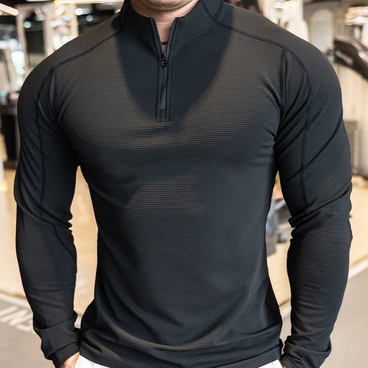 Mens Workout Training 79%polyester 21%spandex Quarter Zip Shirt SY-S9887 print logo 14