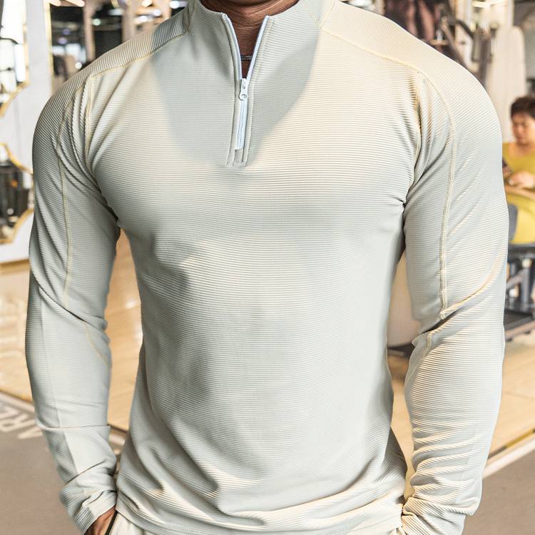 Mens Workout Training 79%polyester 21%spandex Quarter Zip Shirt SY-S9887 print logo 10