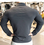 Mens Workout Training 79%polyester 21%spandex Quarter Zip Shirt SY-S9887 print logo 2