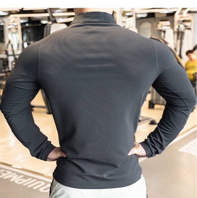 Mens Workout Training 79%polyester 21%spandex Quarter Zip Shirt SY-S9887 print logo 2