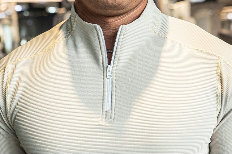 Mens Workout Training 79%polyester 21%spandex Quarter Zip Shirt SY-S9887 print logo 30