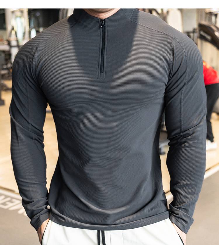 Mens Workout Training 79%polyester 21%spandex Quarter Zip Shirt SY-S9887 print logo 3