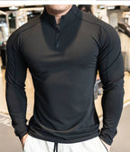 Mens Workout Training 79%polyester 21%spandex Quarter Zip Shirt SY-S9887 print logo 4
