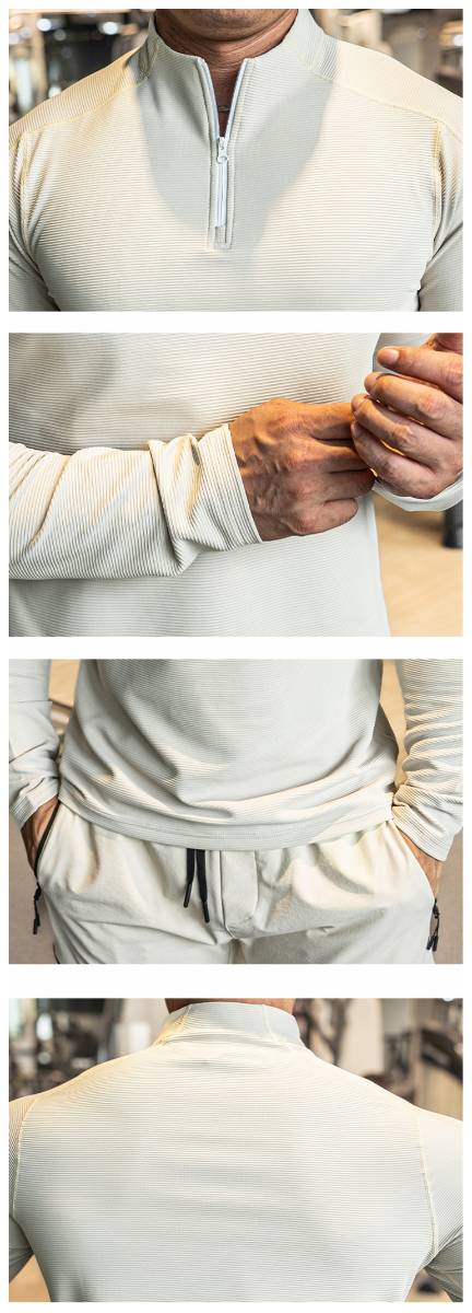 Mens Workout Training 79%polyester 21%spandex Quarter Zip Shirt SY-S9887 print logo 16