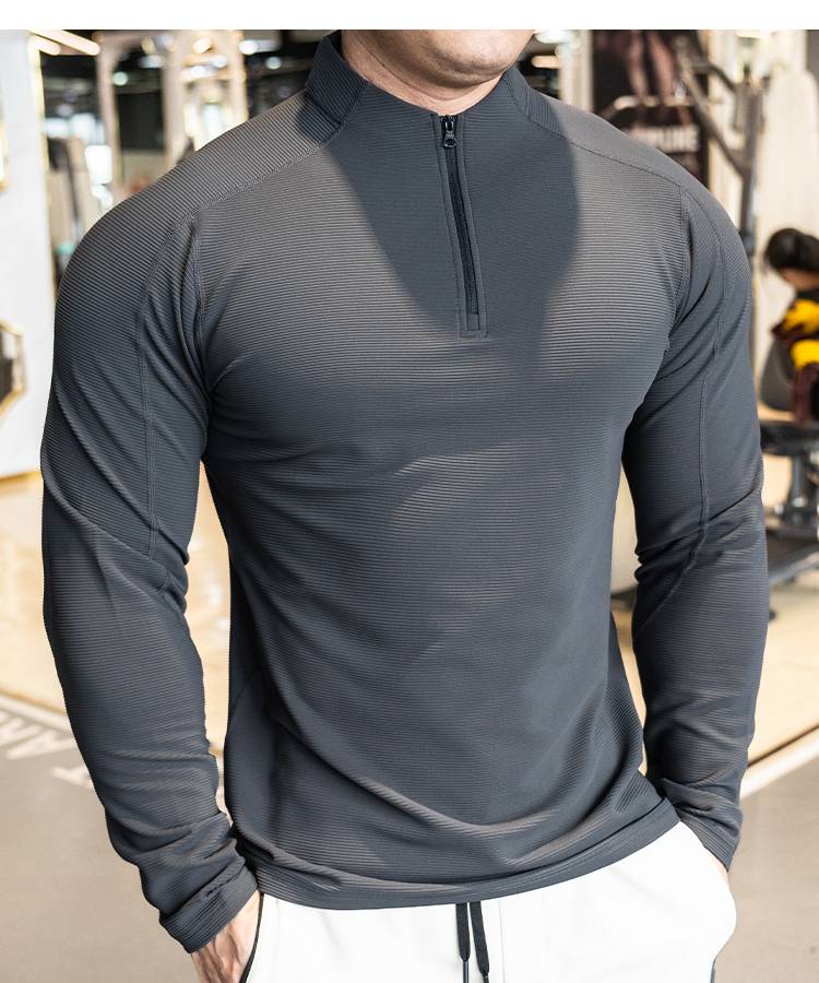 Mens Workout Training 79%polyester 21%spandex Quarter Zip Shirt SY-S9887 print logo 27