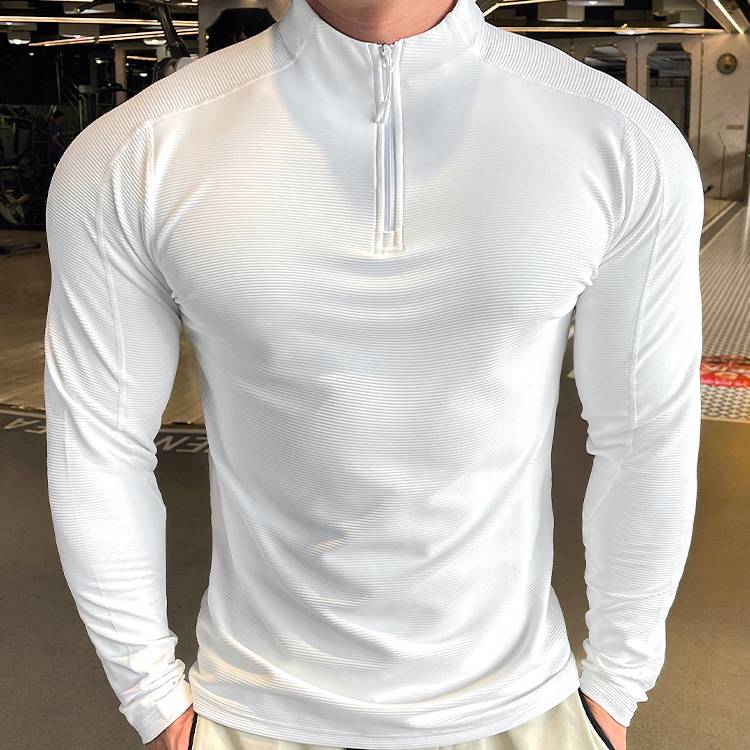 Mens Workout Training 79%polyester 21%spandex Quarter Zip Shirt SY-S9887 print logo 8