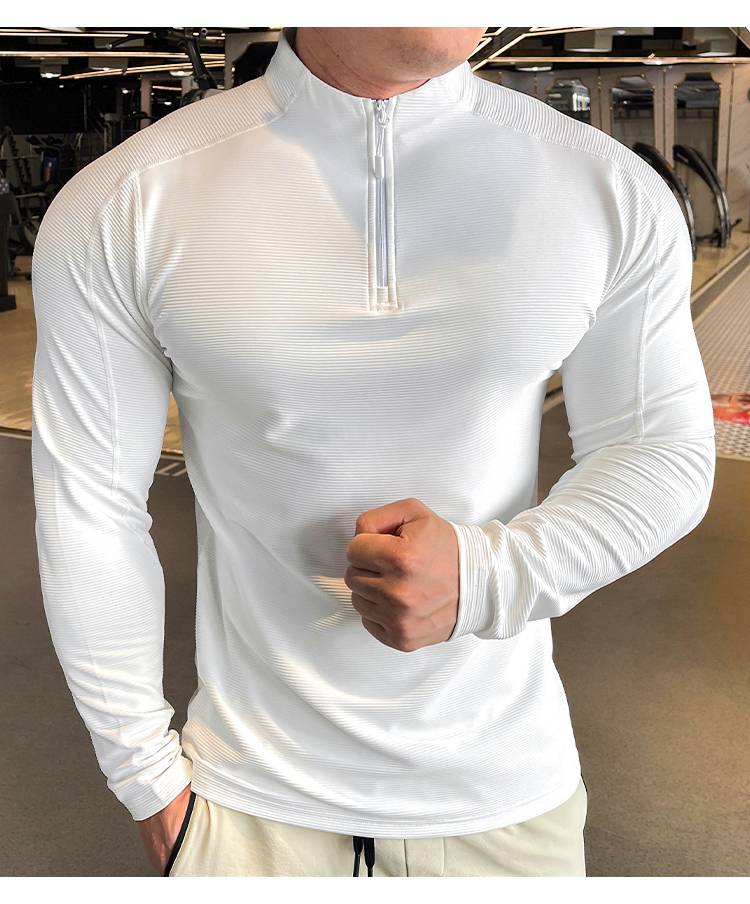 Mens Workout Training 79%polyester 21%spandex Quarter Zip Shirt SY-S9887 print logo 24