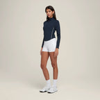 Womens Sports Activewear 75%Nyolon 25%Spandex Quarter Zip Shirt SY023 print logo 17