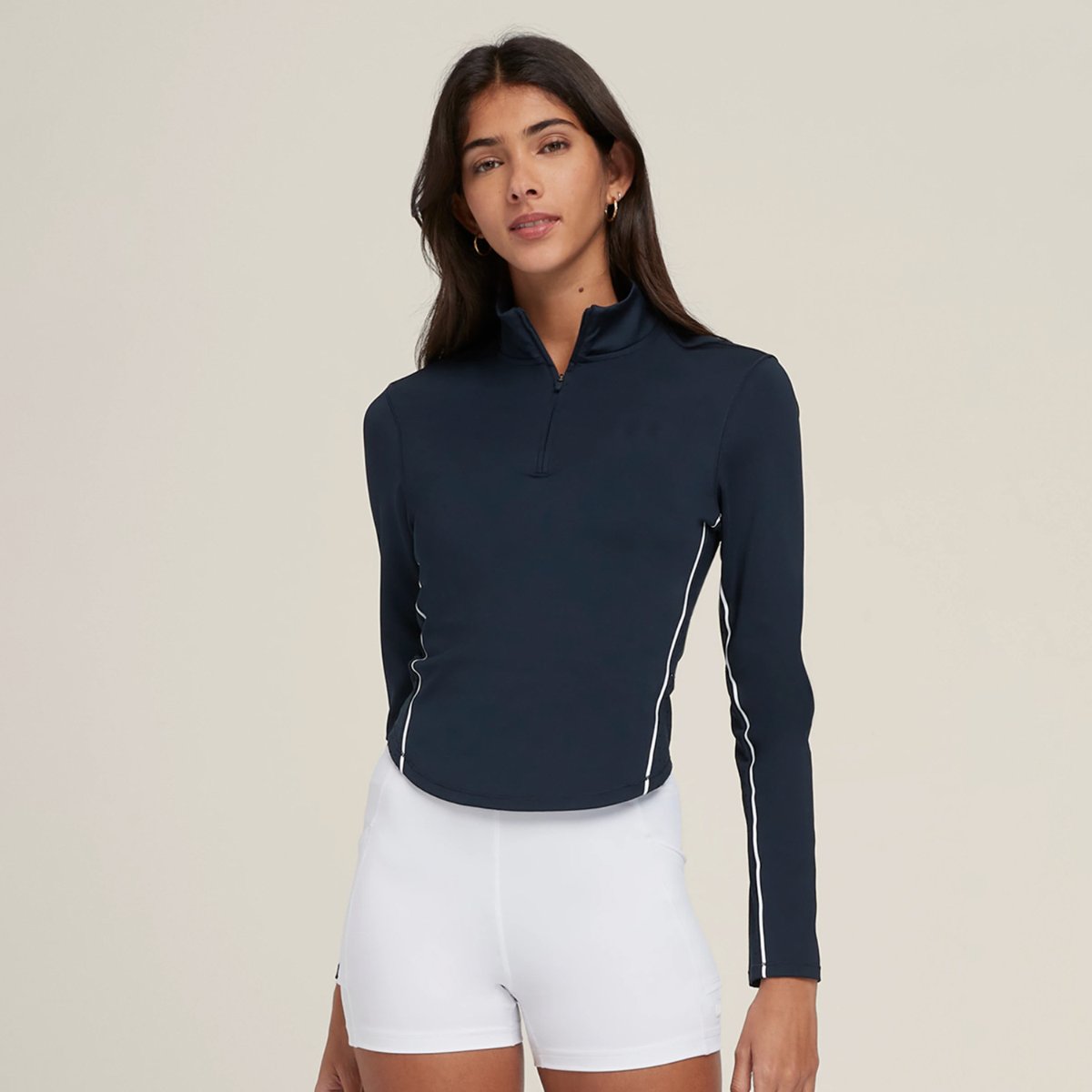 Womens Sports Activewear 75%Nyolon 25%Spandex Quarter Zip Shirt SY023 print logo 18