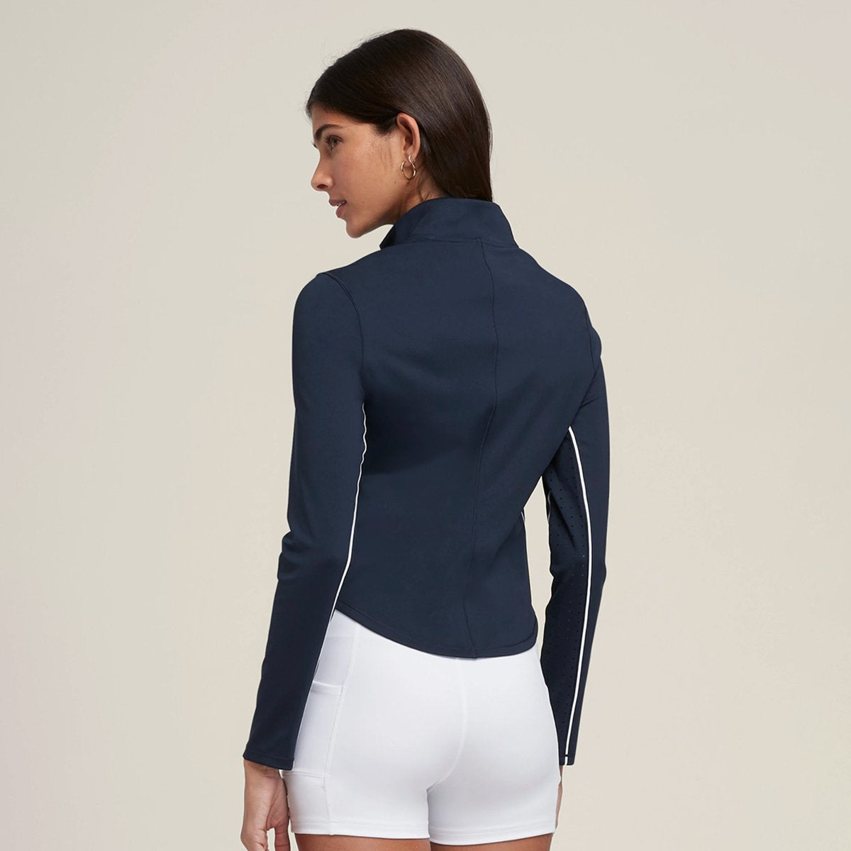 Womens Sports Activewear 75%Nyolon 25%Spandex Quarter Zip Shirt SY023 print logo 21