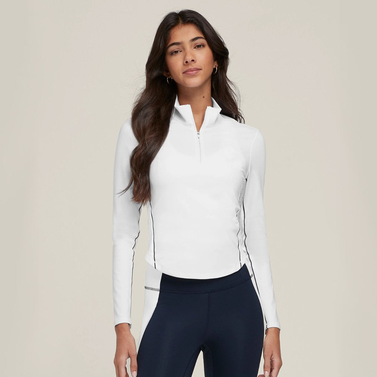 Womens Sports Activewear 75%Nyolon 25%Spandex Quarter Zip Shirt SY023 print logo 26