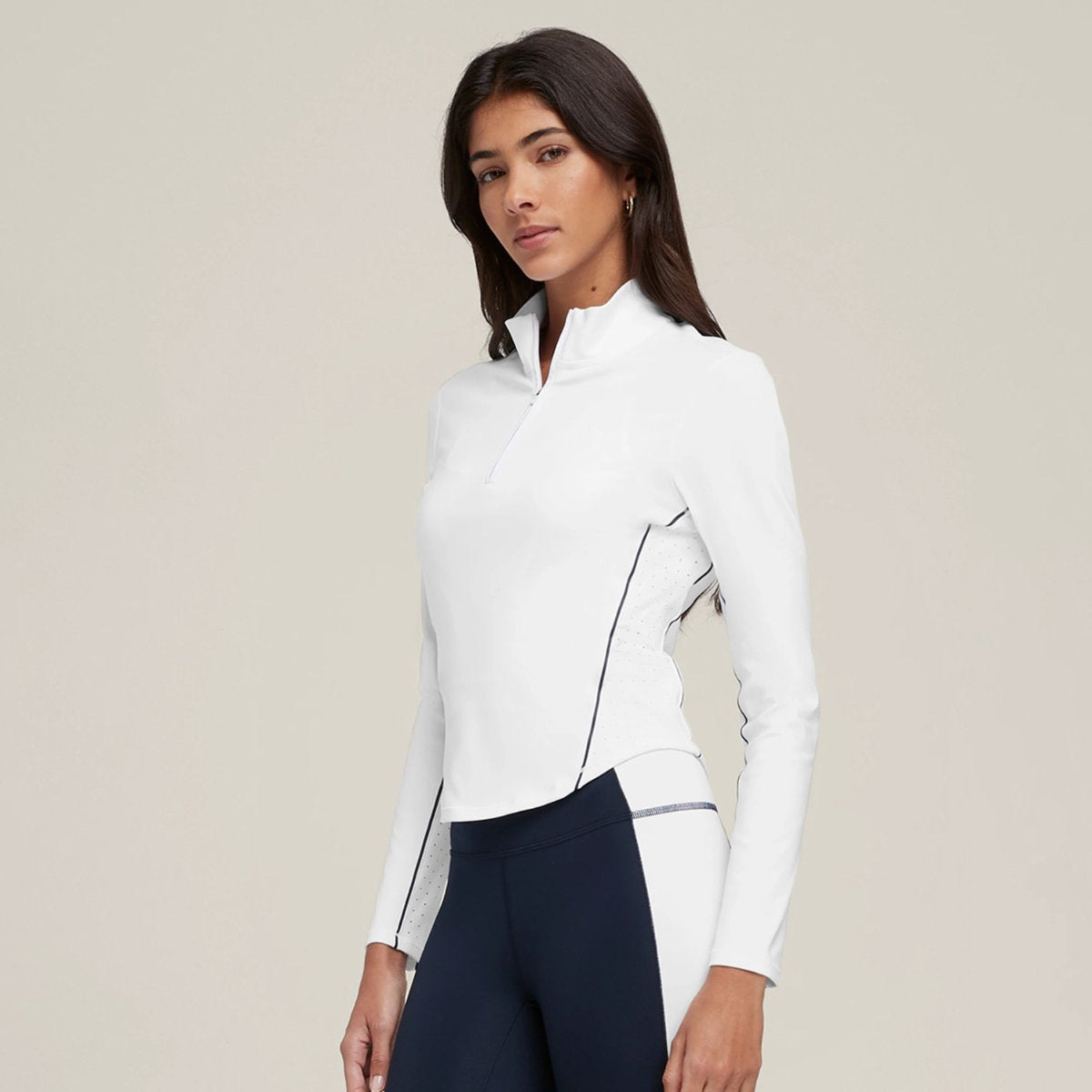 Womens Sports Activewear 75%Nyolon 25%Spandex Quarter Zip Shirt SY023 print logo 31