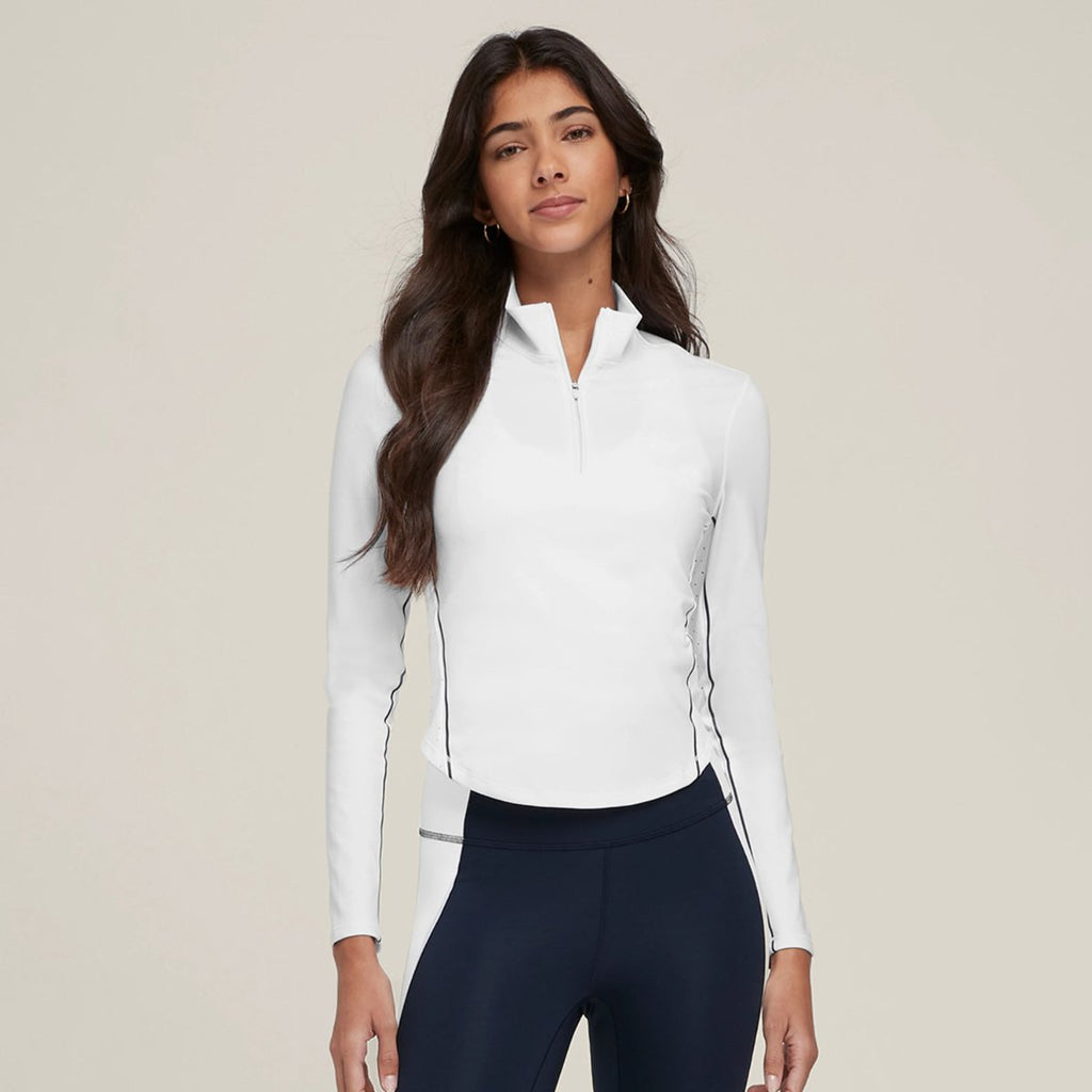 Womens Sports Activewear 75%Nyolon 25%Spandex Quarter Zip Shirt SY023 print logo 5